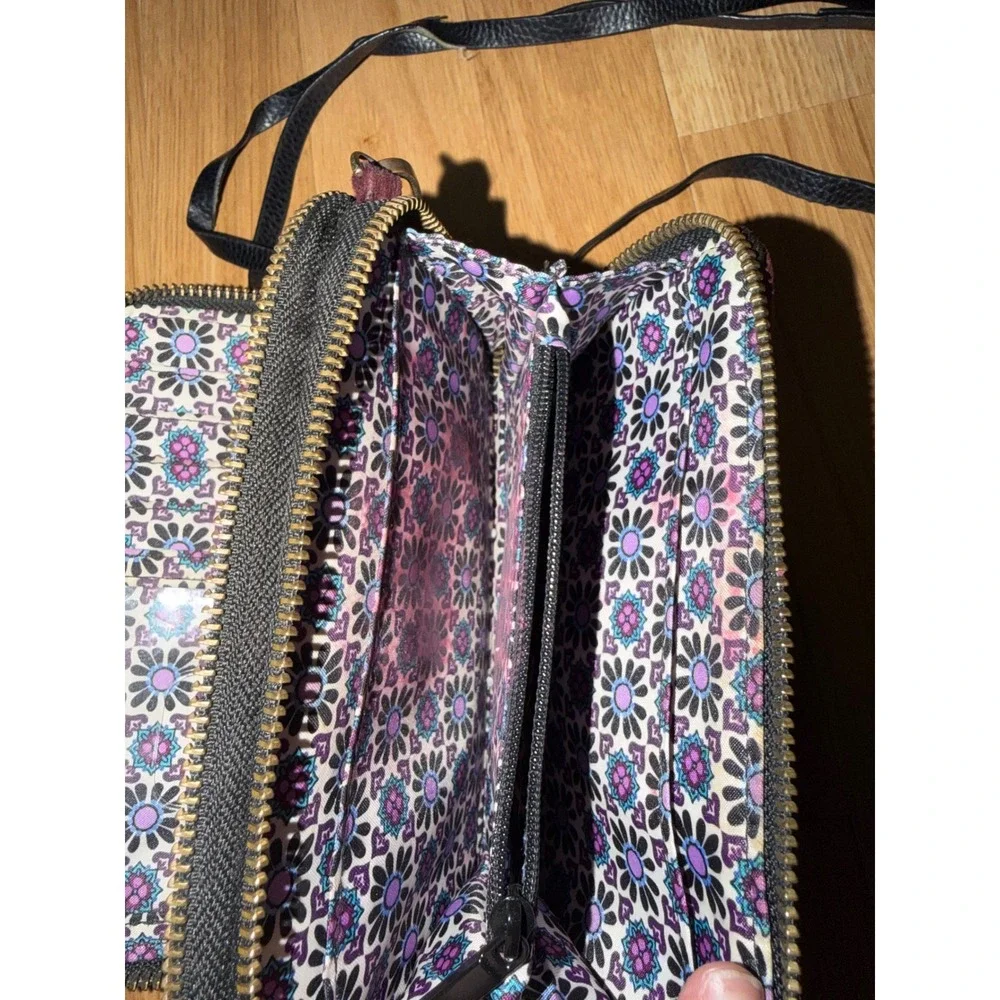 Vera Bradley Quilted Velvet Crossbody Burgundy Wine Wallet Purse Floral Lining